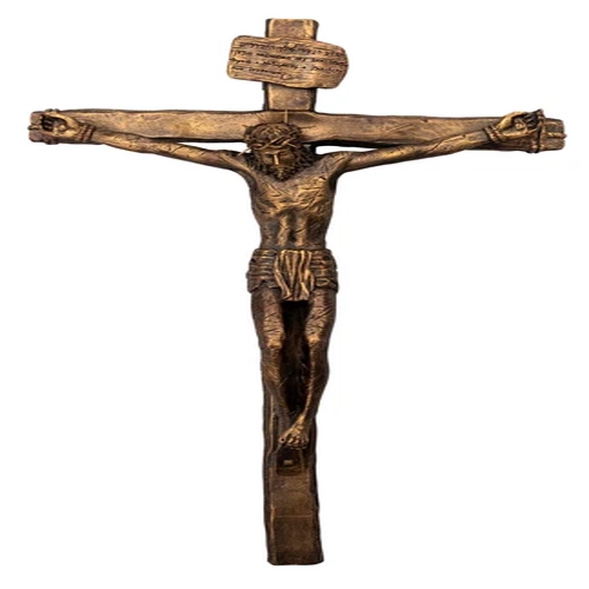 15" Realistic Crucifix - Antique Bronze Finish