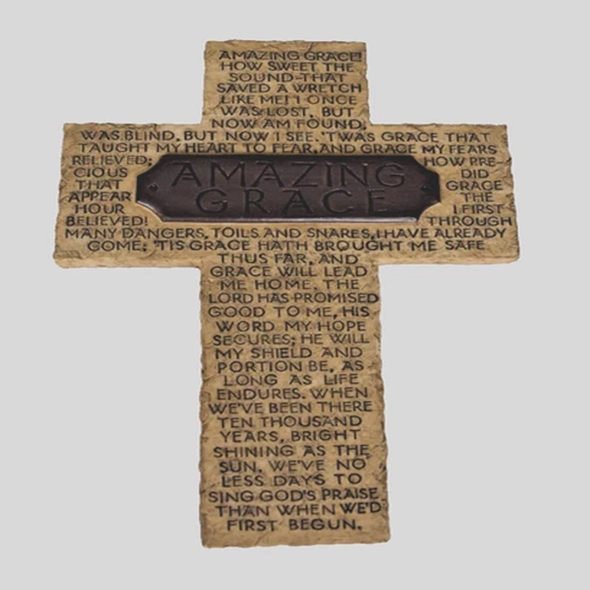 "Amazing Grace" Heavy Resin Wall Hanging Cross/Plaque Religious Christian Decor