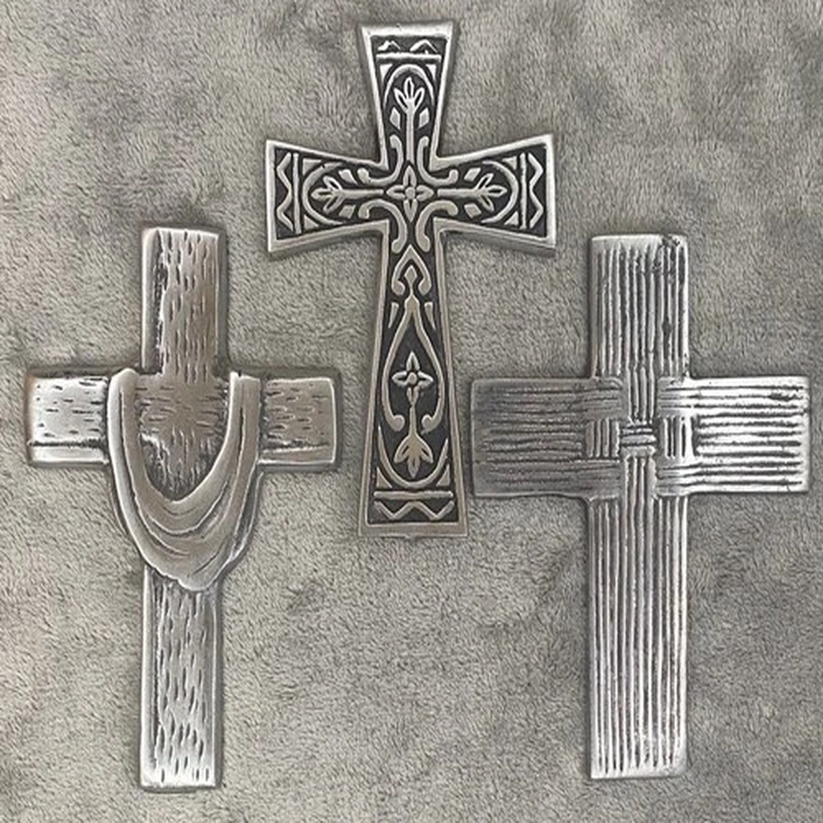 (3)Christian Crosses Stainless Steel Religious Decor Wall Hanging Christianity