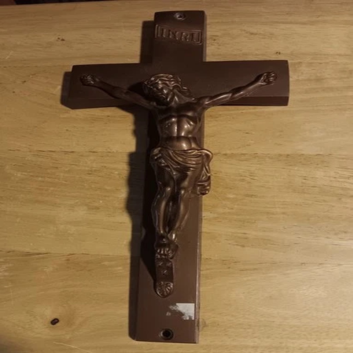 Vintage Metal Crucifix Jesus Cross INRI Parsons 160 - 12 x 6.25"